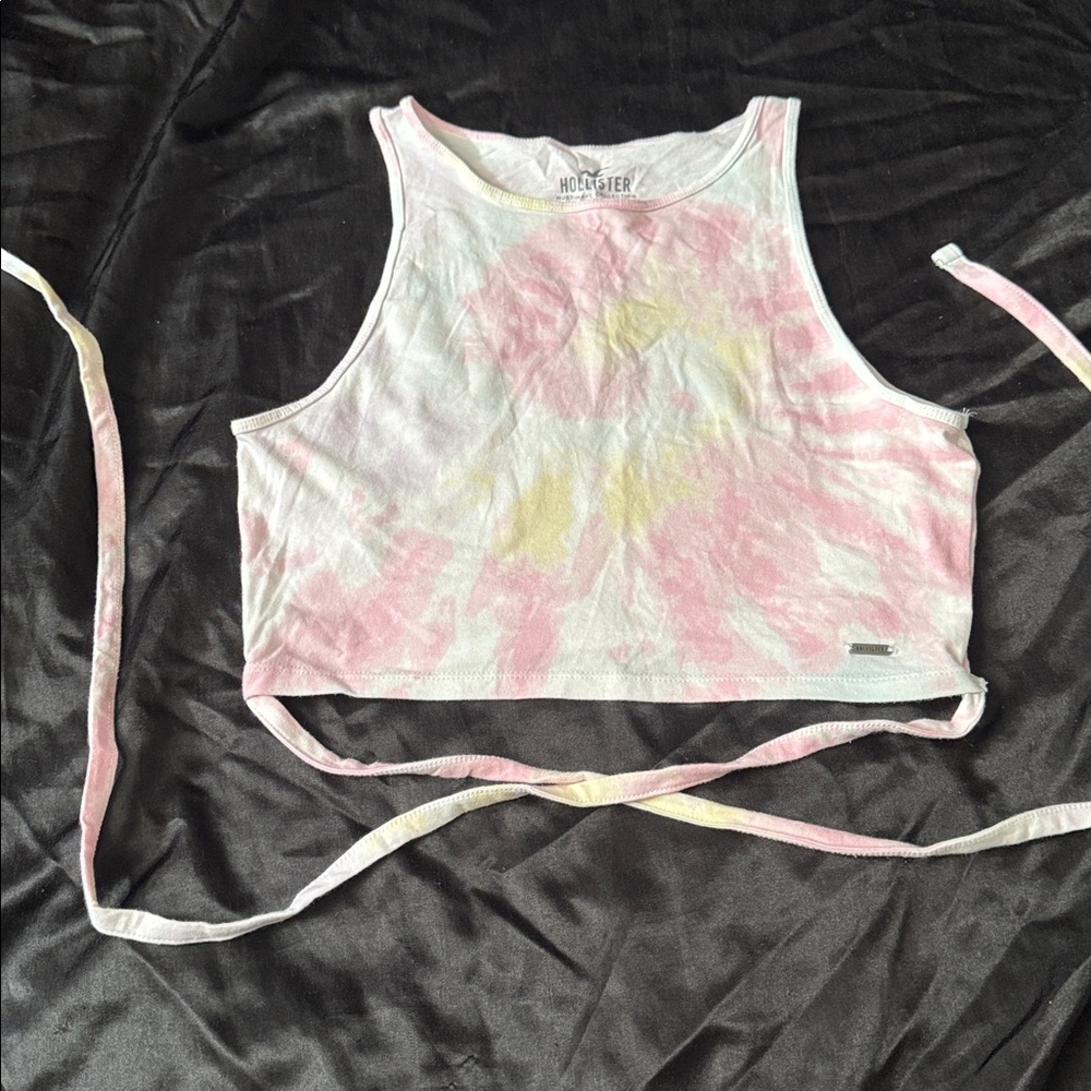Hollister Pink and Yellow Tie-Dye Tank Top